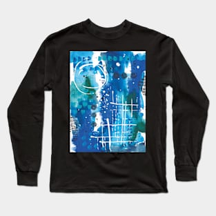 Blues - abstract mixed media painting Long Sleeve T-Shirt